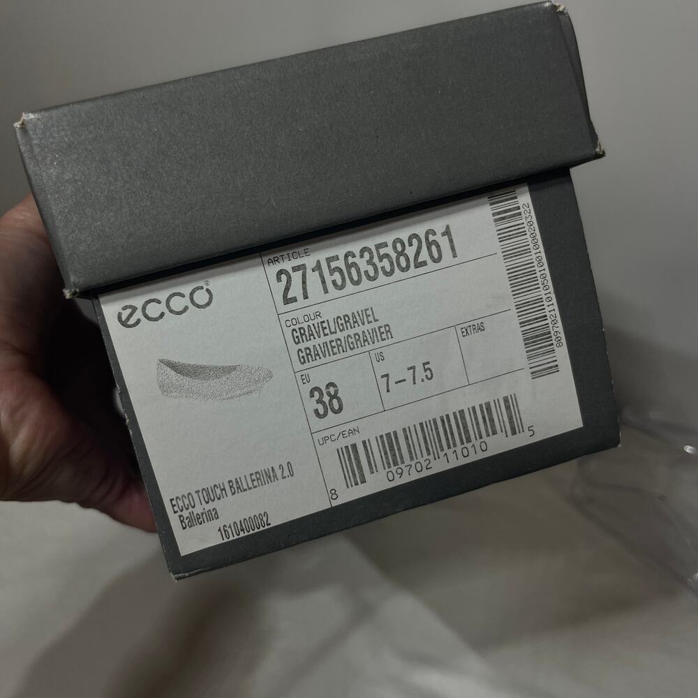 Ecco Flats Touch Ballerina Gravel Beige Leather Casual Comfort Vacation 38/7-7.5 - Picture 9 of 9